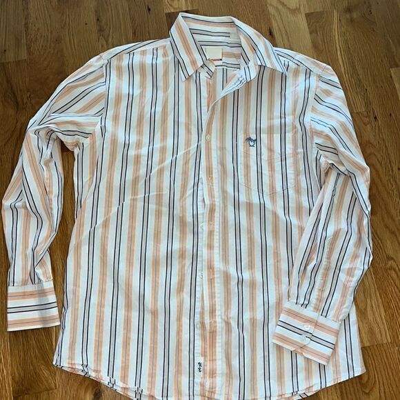 VINTAGE UNIONBAY Clemson pale orange LONG SLEEVE COTTON BUTTON DOWN SHIRT SIZE M - Picture 1 of 6